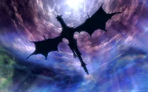 The Mighty Alduin Of Skyrim- Fiery Dragon In The Frosty North Wallpaper