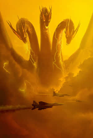 The Mighty King Ghidorah Unleashed Wallpaper