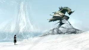 The Mighty Paarthurnax Atop The Throat Of The World In Skyrim Wallpaper