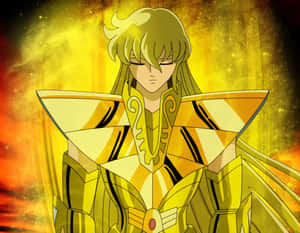 The Mighty Virgo Shaka In Battle Pose From Saint Seiya Wallpaper