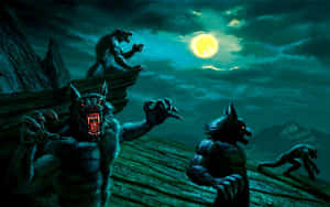 The Moment Of A Fierce Wolf Attack Wallpaper