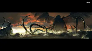 The Monstrous God Cthulhu Rises To Claim Mastery Of The Seas. Wallpaper