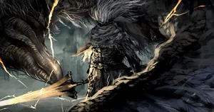 The Nameless King Descending From The Skies In A Dramatic Battle Scene Wallpaper