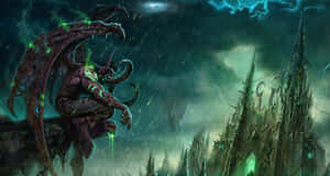 The Night Elf Demon Hunter, Illidan Stormrage In A Fierce Dynamic Pose Wallpaper