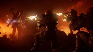 The Outriders Take On The Fierce Moloch Boss Wallpaper