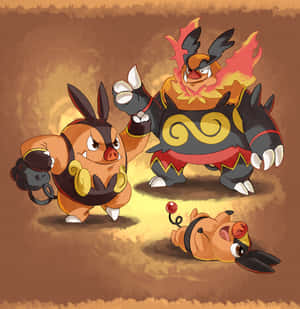 The Pig Evolution Of Emboar Wallpaper