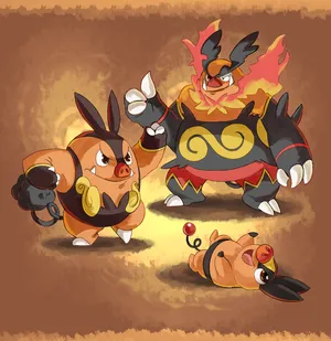 The Pig Evolution Of Emboar Wallpaper