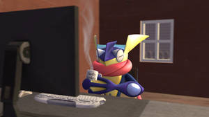 The Pokémon Greninja Rules The Desk Wallpaper