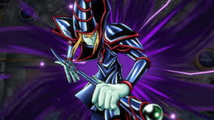 The Powerful Dark Magician From Yu-gi-oh! Strikes A Pose. Wallpaper