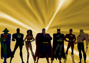The Powerful Team Of Justice League Unlimited Stands United Wallpaper