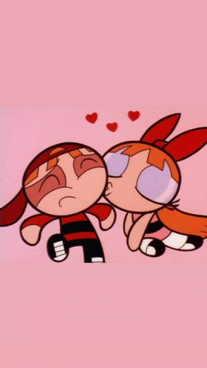 The Powerpuff Girls Blossom Kiss Wallpaper