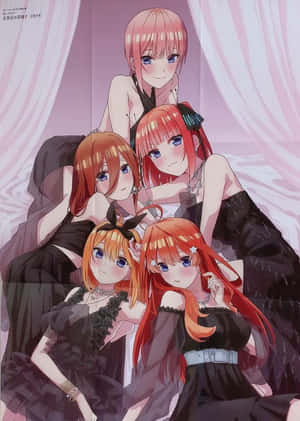 The Quintessential Quintuplets In Black Dresses Wallpaper