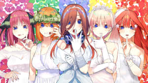 The Quintessential Quintuplets In Their Wedding Dresses Wallpaper