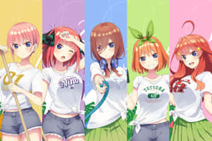 The Quintessential Quintuplets Photos With Pastel Backgrounds Wallpaper