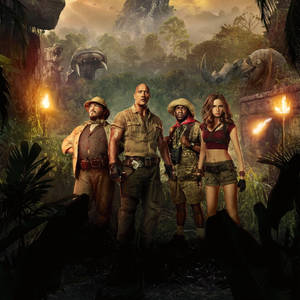 The Rock Main Cast In Jumanji Wallpaper