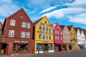 The Scenic Beauty Of Bergen, Norway Featuring The Famous Bryggen Hanseatic Wharf And Surrounds. Wallpaper