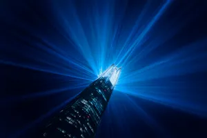 The Shard Glowing Blue Lights Wallpaper