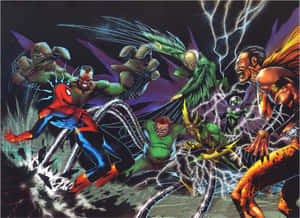 The Sinister Six Assemble In Action Wallpaper