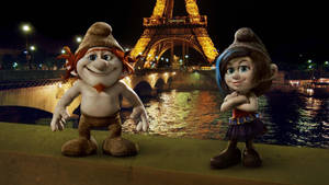 The Smurf Naughties Eiffel Tower Wallpaper