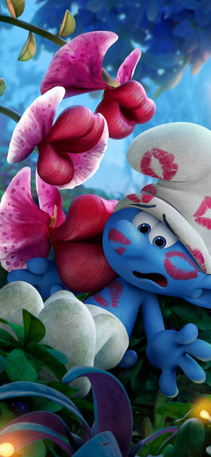 The Smurfs Flower Kisses Wallpaper