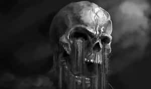 The Sorrowful Skull: A Melancholic Grasp Of Transient Life Wallpaper