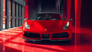 The Stunning Ferrari 488 Gtb In Vibrant Red Wallpaper