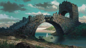 The Stunning Kingdom Of Earthsea With Dragon In Skies Wallpaper