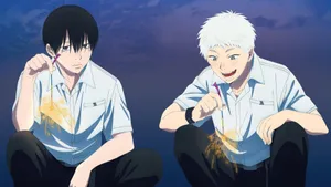 The Summer Hikaru Died Two Boys Eating Ramen Night Wallpaper