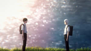 The Summer Hikaru Died Two Boys Standing Grass Wallpaper
