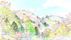 The Tale Of The Princess Kaguya – A Captivating Scene From The Animated Film Wallpaper