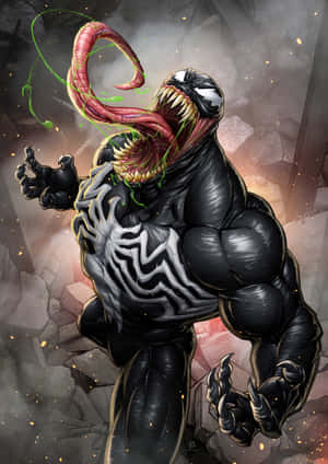 The Terrifying Black Venom Spider Wallpaper