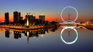 The Tianjin Eye At Sunset Wallpaper