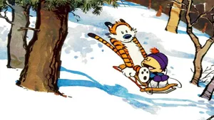 The Timeless Duo Of Calvin And Hobbes Enjoying A Leisurely Afternoon. Wallpaper
