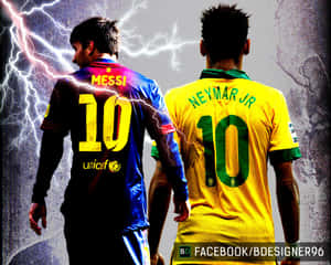 The Two Football Stars, Lionel Messi And Neymar Jr. Wallpaper