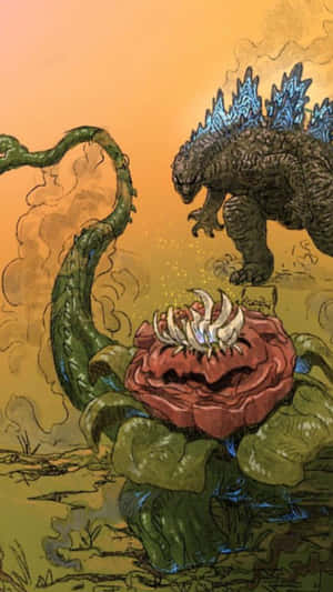 The Ultimate Battle: Godzilla Faces Off Against Biollante Wallpaper