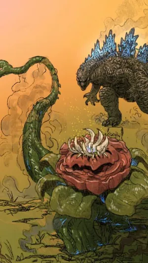 The Ultimate Battle: Godzilla Faces Off Against Biollante Wallpaper