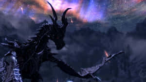 The Ultimate Showdown: Dragonborn Vs. Alduin In Skyrim Wallpaper