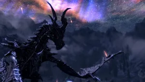 The Ultimate Showdown: Dragonborn Vs. Alduin In Skyrim Wallpaper
