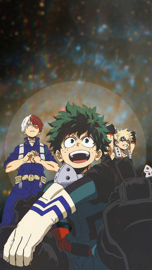 The Unstoppable Strength Of Friendship Between Deku, Todoroki, And Bakugou Wallpaper