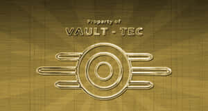 The Vault-tec Logo On A Futuristic Blue Background Wallpaper