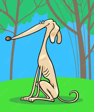 The Visual Tale Of An Emaciated Greyhound Dog In Cartoon Form Wallpaper