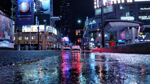 The Wet Road In Toronto Wallpaper