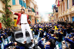 Theri Movie Vijay Raised Fist Wallpaper