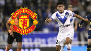Thiago Almada With Manchester United Logo Wallpaper