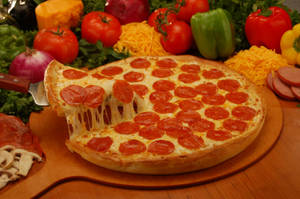 Thick Pepperoni Pizza Wallpaper