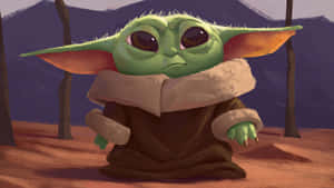 This Cute Baby Yoda Cartoon Will Make You Smile! Wallpaper