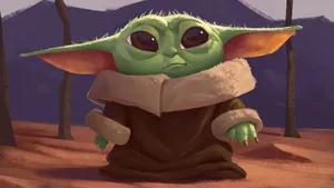 This Cute Baby Yoda Cartoon Will Make You Smile! Wallpaper