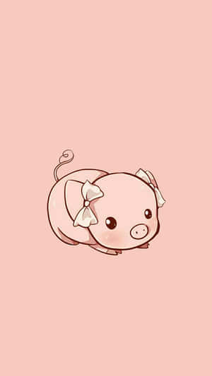 This Happy Piggy Loves Eating Apples. Wallpaper