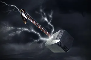 Thor Hammer Falling From The Sky Wallpaper