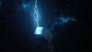 Thor Hammer With Thunder Bolts Wallpaper